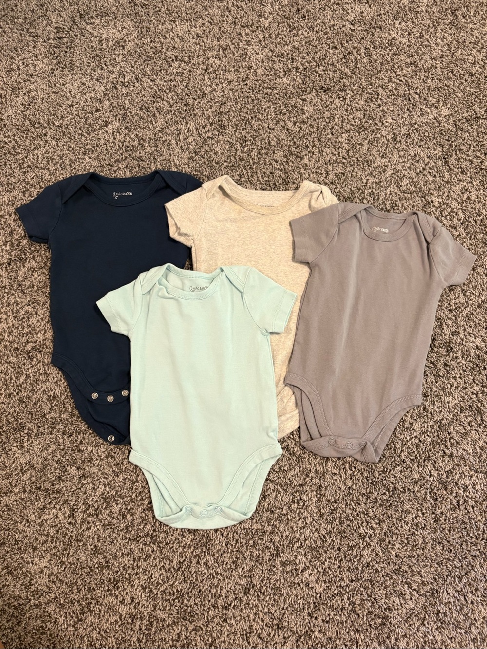 Baby Short-Sleeve Bodysuit 4-Pack — Navy, Light Blue, Gray, Cream